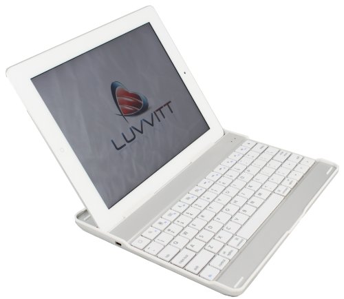Luvvitt@ KBWHT Aluminum Bluetooth Keyboard Case for iPad 4 / iPad 3 / iPad 2 - White Keyboard