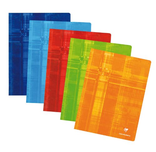 CLAIREFONTAINE Lot de 10 Cahiers Piqué 24 x 32 cm 120p Q 5x5 Petits Carreaux couv Pélicullée Aléatoire