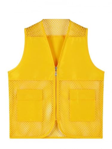 Kids Boys Girls Volunteer Vest Hollow Out Mesh Jacket Zipper V Neck Sleeveless Tops School Camp Activities Uniform