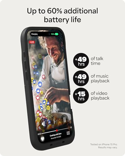 Image of Mophie Juice Pack Battery Case for iPhone Air - Slim Charging Case, Up to 50% Extra Battery Life, High Impact Protection, Magnetic Back for Wallets & Mounts, Sustainable Material, Black