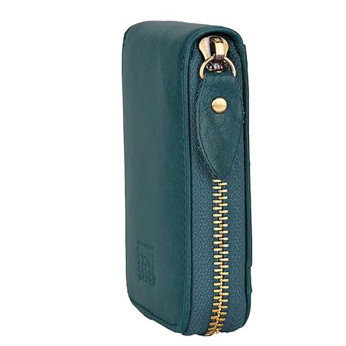 Image of Vintage Full Top Grain Leather Wallet RFID Blocking Multi Card Case with Zipper Pocket Card Holder for Men Women Gift Box