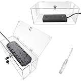 2PC Cable Management Box with Lock,Acrylic,Cable Organizer Box & Power Strip Cover, Wire Organizer for Surge Protector Power Strip,TV Computer,Cable Wires of Home,Office,Child and Pet Proof