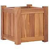 Massivholz Teak Garten-Hochbeet Pflanzkasten Pflanzgefäßen Pflanzkübel Vielseitig Blumenkübel Lattendesign Pflanzbeet Gartendekoration für Gärten Balkone Terrassen 30 x 30 x 30 cm