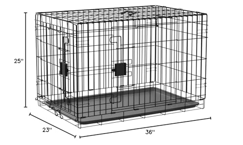 Amazon Basics Durable, Foldable Metal Wire Dog Crate with Tray, Double Door, 36 x 23 x 25 in, Black - Image 6