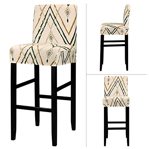 Image of Lellen Bar Stool Chair Covers Set of 4,Jacquard Bar Stool Cover Barstool Covers Slipcovers Stretch Bar Stool Covers with Backs Bar Stool Protector Covers for Kitchen Dining Room Counter Island