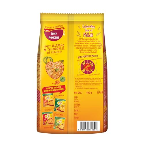 Image of Saffola Masala Oats Spicy Mexicana, 400g | Spicy Flavoured Rolled Oats with High Fibre, Yummy Anytime Snack (Pack of 3)