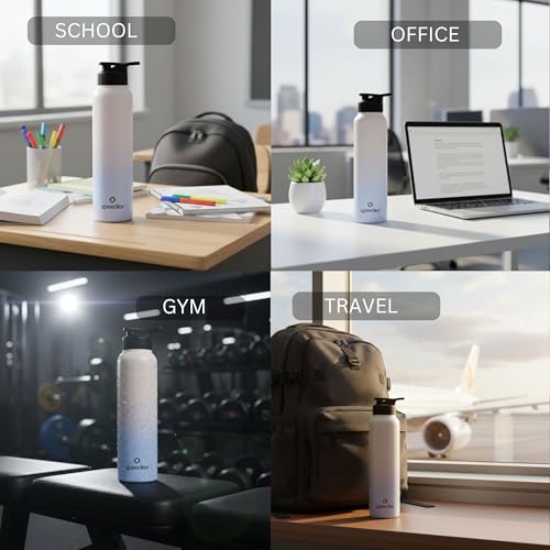 Image of Speedex Stainless Steel Metal Water Bottle 1 Ltr 1000 ml, BIS Approved, Leak Proof Sipper Cap Bottle for Office, School, Gym, Travel, Daily Use for Men, Women, Kids, Adults, Pink Blue, Set of 2