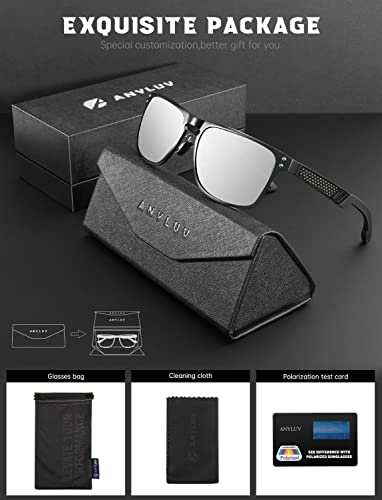 Image of Polarized Sunglasses for Men Rectangular Classic Al-Mg Metal Frame Sun Glasses Mens Sunglasses with UV Protection