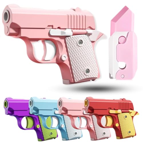 Fidget Gun Toy, 3D Printed Mini Toy, Stress Shot, Gravity Fidget Toy, Gun Fidget Toy, Fidget Toys Adults & Kids, Pink