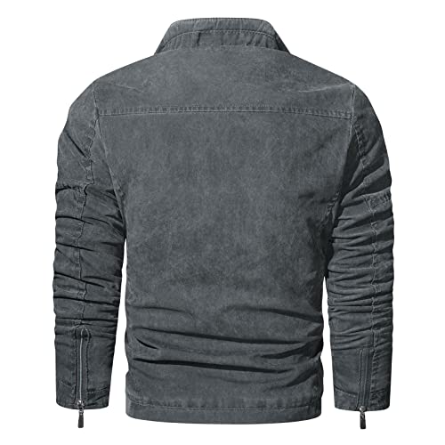 Wocachi Men Military Jacket Casual Utility Coat Fall Winter Windproof Durable Cargo Bomber Stand Collar Jacket Sports Suits Workout Gym Fitness Slim Fit Muscle Exercise Active Tracksuits #TOP3