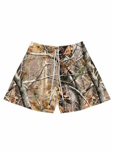 Men's 5 Inches Inseam Camo Real Tree Print Mesh Lined Athletic Basketball & Beach Workout Quick-Dry Shorts