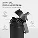 POWCAN 24 oz Insulated Water Bottle for Sports: Push-Button Spout & Quick-Flip Straw, Leakproof, Keep Cold 24Hrs, Fits Car Cupholder, Stainless Steel Bottle for Travel, Gym, School (Midnight Black)