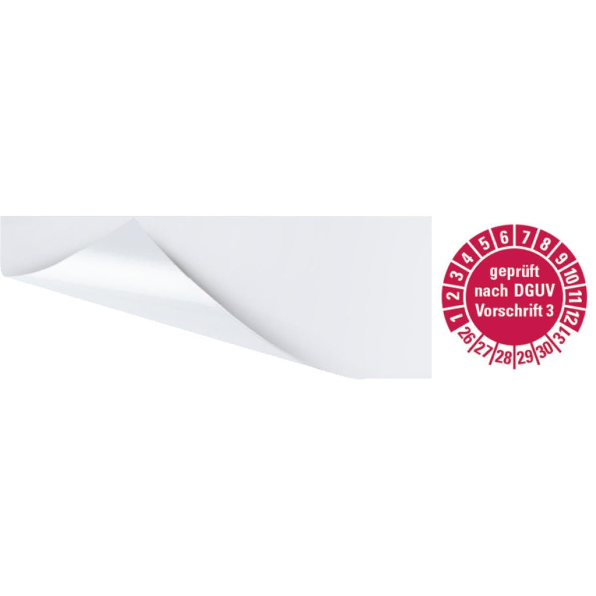 Kabelprüfplakette geprüft nach DGUV 3 26-31,rot,Folie,selbstklebend,57x25mm,6/Bogen