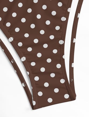 Image of ZAFUL Women's Polka Dot Bikini Set Double Layer Halter Swimsuit Colorblock Side Tie 2 Piece Bathing Suit
