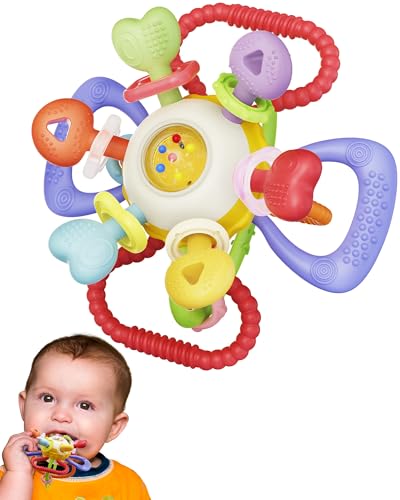 Baby Montessori Sensory Teething Toy - Safe, Multi-Functional BPA-Free Silicone Teether for Babies...
