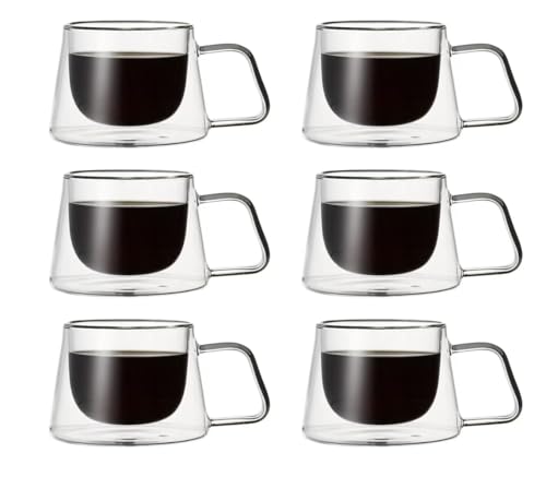 RHP Lot de 2/4/6 verres isothermes à double paroi - Verres à café résistants à la chaleur avec anse pour cappuccino, latte macchiato et thé - Élégantes...