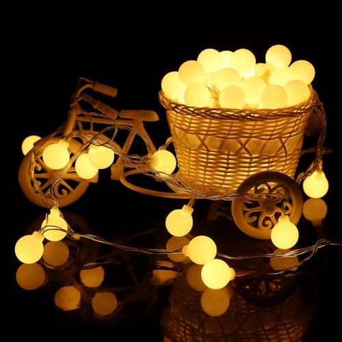 Image of MoonlitDreams 3M 14LED Milky Ball LED Curtain String Lights - Pooja Mandir Decoration Ball Fairy Lights for Window, Festival, Diwali, Christmas, Wedding, Party & Home Decoration