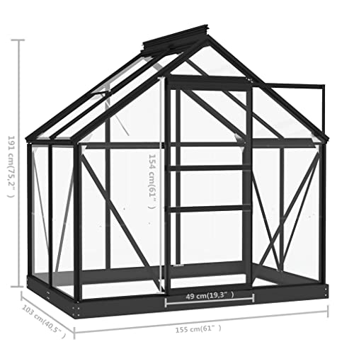vidaXL Glas Gewächshaus Tomaten Treibhaus Glashaus Tomatenhaus Gartenhaus Pflanzenhaus Frühbeet Garten Anthrazit 155x103x191cm Aluminium – Bild 4