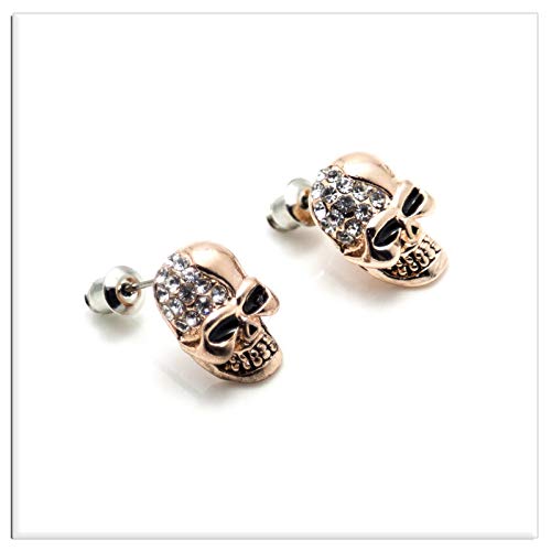 Xusamss Punk Body Piercing Earrings Crystal Skull Stud Earrings #TOP1