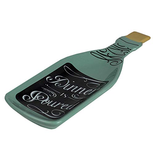 Home Basics Dinner Is Poured Wine Shape Ceramic Spoon Rest Cooking Utensils/Ladle/Spatula Holder For Kitchen Countertop/Stovetop/Dinning Table, Teal #TOP21