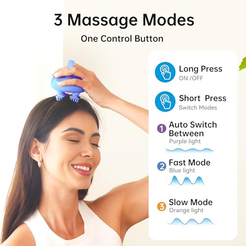 Image of COMFIER Cordless Scalp Massager Hair Growth with 3 kneading Modes,Waterproof Head Massage with 8 Claws for Deep Cleansing,Body Cat Head Scratcher,Gift for Women