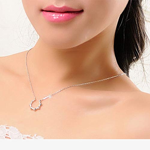 HLTYGWX Halskette für Damen, Sterling-Silber 925, edler Schmuck, Stil, Sonnenform, Mädchenmode, Party