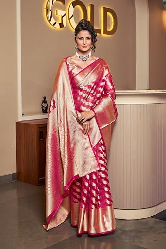 Image of SWORNOF Women's kanjivaram banarasi silk saree for Patola festival Wedding silk with rich pallu Design sarees for women with blouse piece