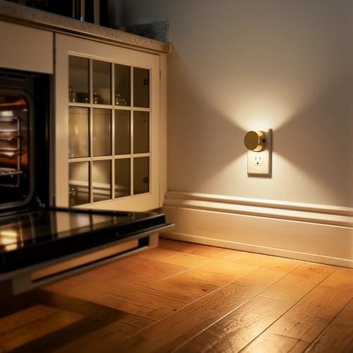 Image of Briignite Night Lights Plug into Wall [2 Pack], Dusk to Dawn Sensor Nightlight, Brightness Adjustable, 3000K Soft White, Dimmable Plug in Night Light for Bedroom, Hallway, Stairs, Kitchen