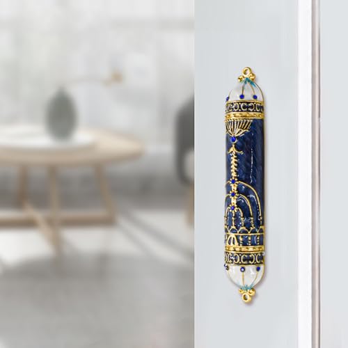 MrMrKura Mezuzá com rolagem para porta, mezuzá de bênção de liga de zinco e esmalte para porta, esto