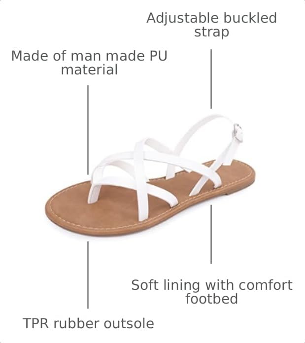 Image of Huayuanwell Women's Gladiator Flat Sandals Fisherman Strappy Sandals Ankle Strap Sandals