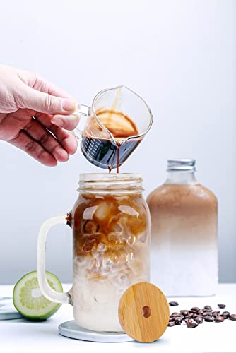 Mason Jar With Lid And Straw, 24Oz Regular Mouth Mason Jars With Handle Drinking Glasses Tumbler Reusable Boba Cups Smoothie Water Bottles For Iced Coffee Margaritas Juice Cocktail Travel Office Home #TOP2
