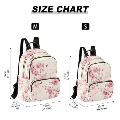 Image of ALAZA Cherry Blossom Petals Pattern Medium Backpack Purse for Women Travel Bag Fashion Daypack Back Pack Shoulder Bag