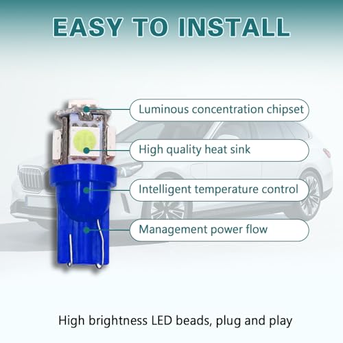 10PCS Bombillas LED T10 para interior de auto miniatura 7