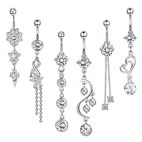 Kakonia 14G anillos de ombligo colgantes para mujeres anillos de ombligo de acero quirúrgico joyería Piercing para el cuerpo Cover