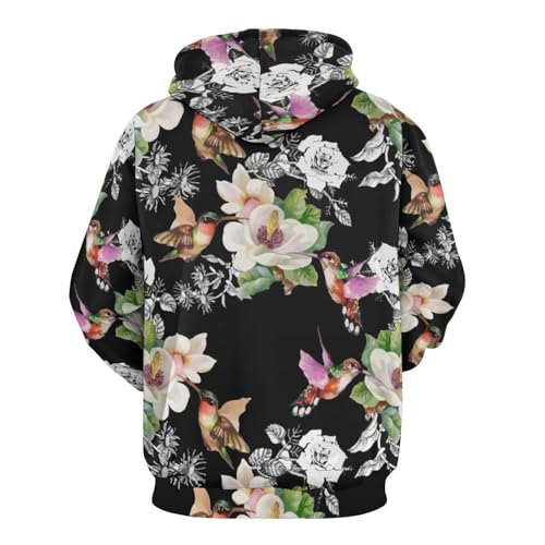 Sweat à capuche fleurs oiseaux idéal pour vos sorties urbaines de mi-saison - 4