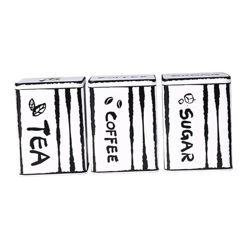 Cosiro 3 個セット コーヒー豆、紅茶、砂糖入れ、キッチン収納ボックスセット、砂糖、コーヒー、紅茶の瓶, Style A