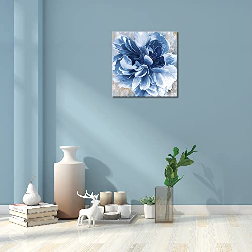 Blue Flower Wall Art, Fresh Floral Canvas Print Nature Scenery Wall Art For Living Room Bedroom Wall Painting Decoration Modern Artwork #TOP2