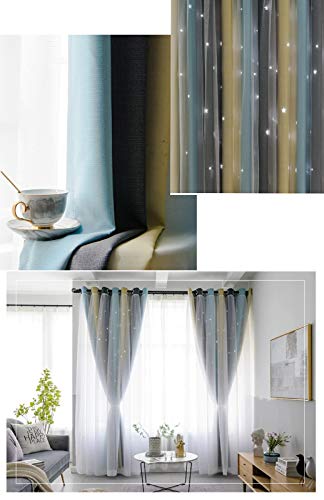 Image of Yancorp Curtains for Girls Bedroom Kids Room Curtain Colorful Window Nursery Curtain 63 inches Length Room Darkening Grommet 2 Layers (Gray Blue, W52 X L63)