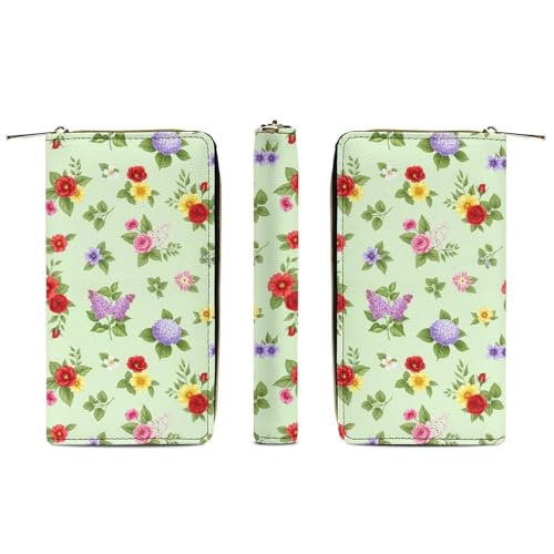 Compact Shabby Chic Flowers Roses Pedals Dots Leaves Buds Spring Season Theme Wallet for Travel Accessories, Wallet Easy to Carry, Wallets with Multiple Card Slots3