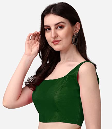 Image of Vihu Fashion Plain Sleeveless Pattern Readymade Blouse U Neck Choli