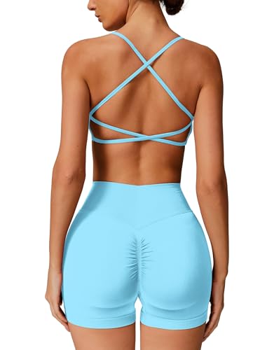 Ensemble de sport 2 pièces stretch respirant avec short taille haute et brassière