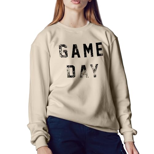 Game Day Sweatshirt for Women | Unisex Football Fan Crewneck Pullover | Cozy Gameday Graphic Top for College & Pro Sports (Sand, X-Large)