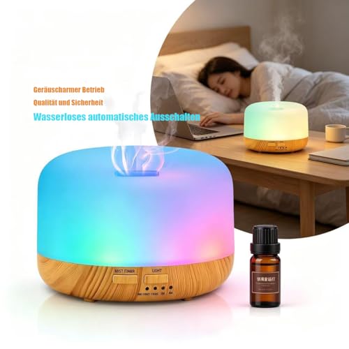 300ml Ultraschall Luftbefeuchter, Aromatherapie Diffusor mit 7 Farben LED Licht, Fernbedienung, 4 Timer, automatische Abschaltung bei Wassermangel, leise für Schlafzimmer, Büro, Babyzimmer, SPA