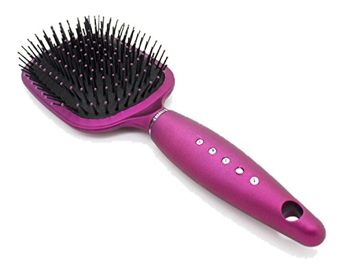 Celavi Diamond Cushion Handle Professional Salon Hair Brush Bristles (Purple)
