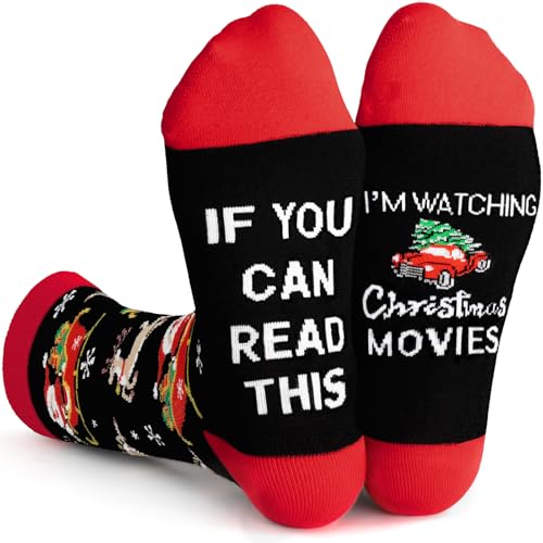 Dsia Zamur Christmas Movie Socks - Novelty Christmas Stocking Stuffers - Holiday Santa Elk Gifts for Men Women Teens