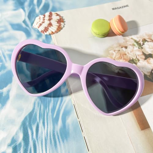 Pibupibu 7/14 Pack Heart Sunglasses Bulk Neon Colors Party Favor Supplies Unisex Heart Glasses4