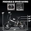 bluebiko 1000W Folding Electric Bike, 48V 20AH Large Removable Battery E Bike, 30+MPH, 80 Miles Max Range, 20" Fat Tire Electric Bike for Adults, Adult Electric Bicycles for Commute Beach Snow #4