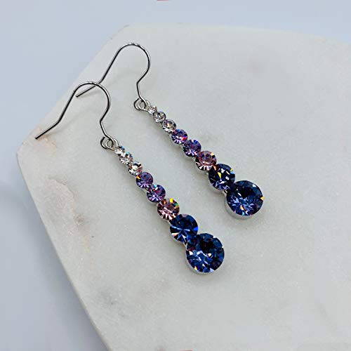 Crystal Earrings For Women - Sparkly Earrings For Women - Chandelier Earrings For Women - Purple, Pink, White, Blue Stellux - Rhinestone Purple Earrings For Women - Mall Of Style (Fantasy Purple) #TOP1