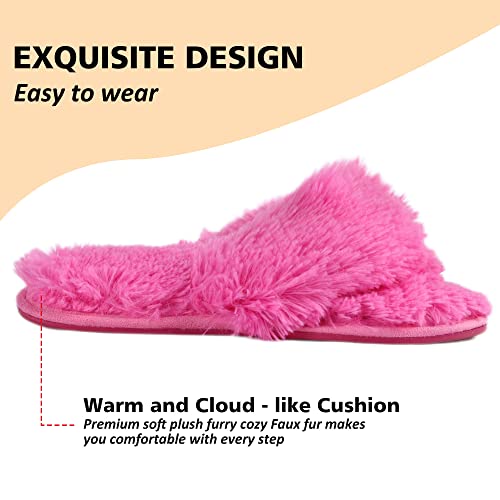 Fuzzy Flip Flop Open Toed Slippers for Womens Furry Home Slippers Fluffy Slip on House Shoes Indoor Outdoor Slippers4