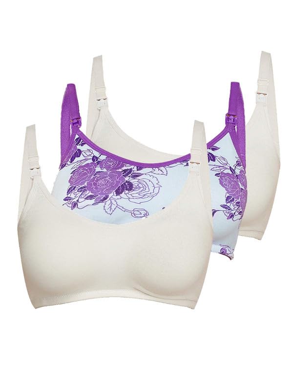 Image of Inner Sense Organic Cotton Bamboo Nursing Bra for Women I Non Padded Feeding Bra with Keyhole Back Design I Wire Free Maternity Innerwear with Full Coverage